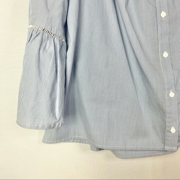 Collective Concepts Blue Stripe Off the Shoulder Long Sleeve Blouse S - Picture 5 of 5